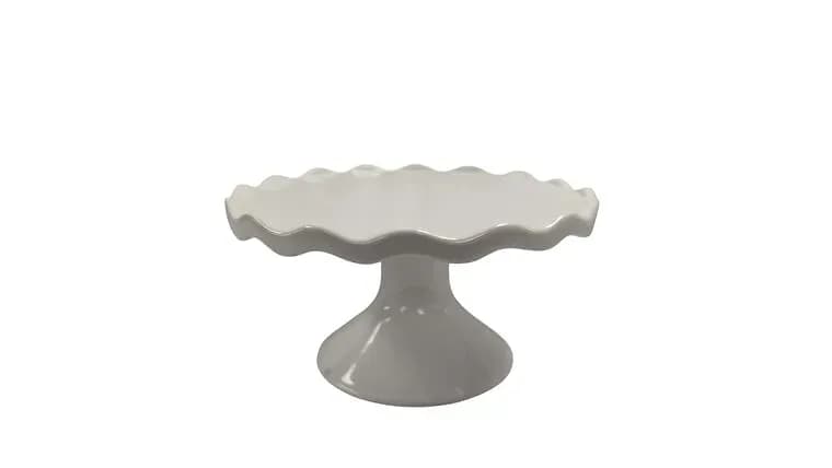 Rebecca- White Scalloped Cake Stand — available to rent from Something Blue