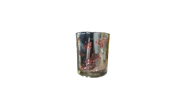 Red and Silver Cherry Blossom Candle Holder Votive — available to rent from Something Blue