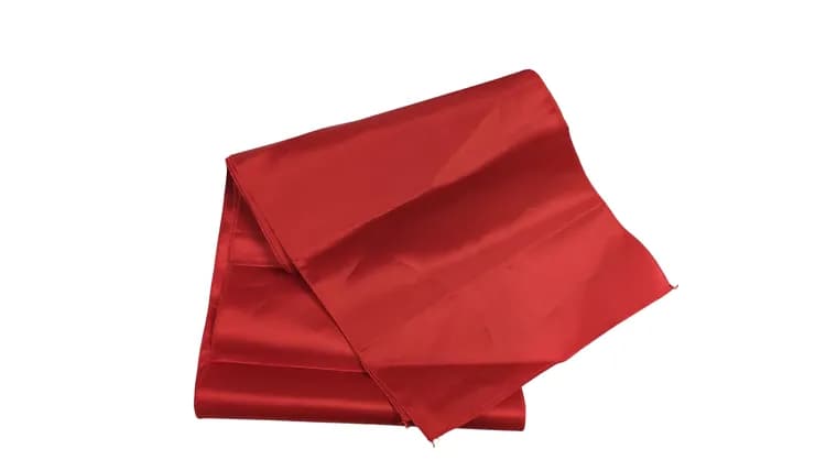 Red Satin Table Runner — available to rent from Something Blue