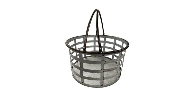 Ruth- Galvanized Basket — available to rent from Something Blue