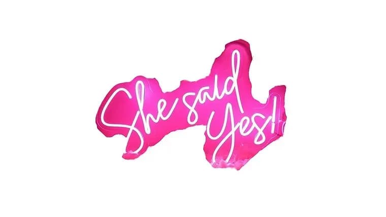 "She Said Yes" Neon Sign — available to rent from Something Blue