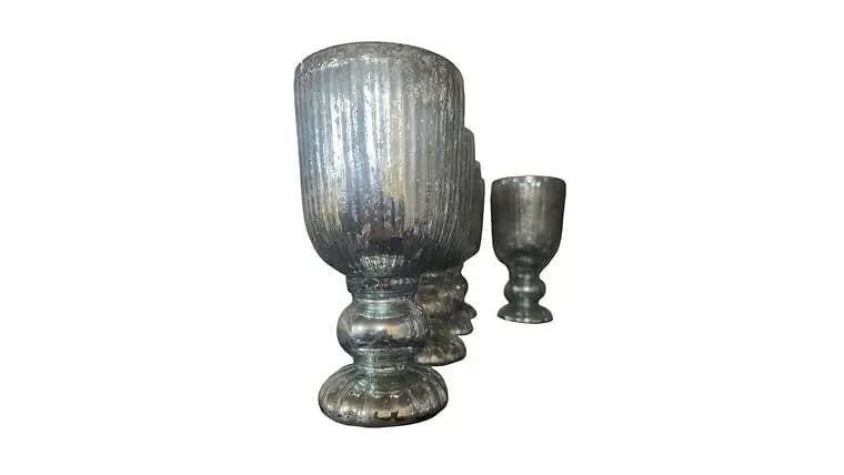 Silver Mercury Glass Vase — available to rent from Something Blue