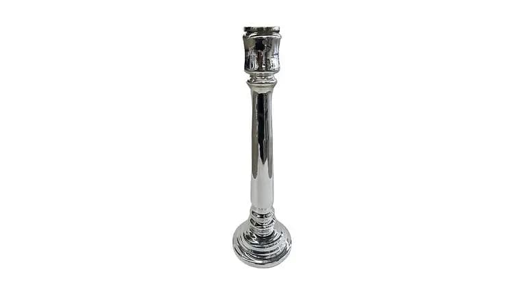 Silver Metal Taper Candle Holder, 17" — available to rent from Something Blue