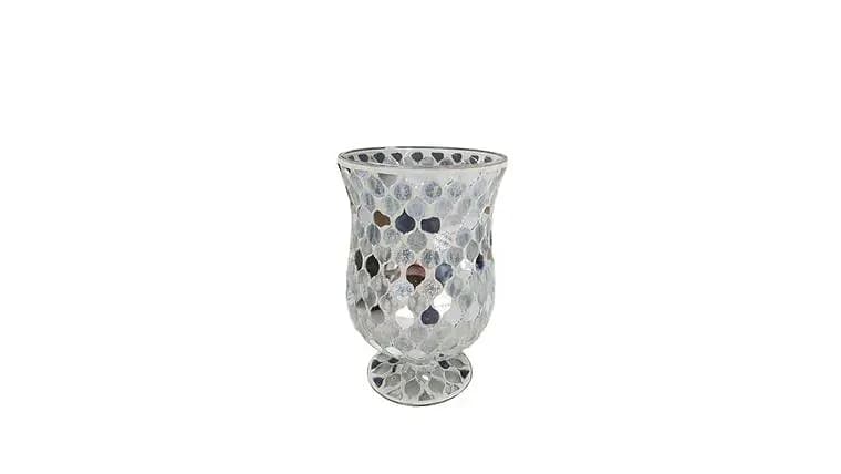 Silver Mosaic Vase, 8" — available to rent from Something Blue