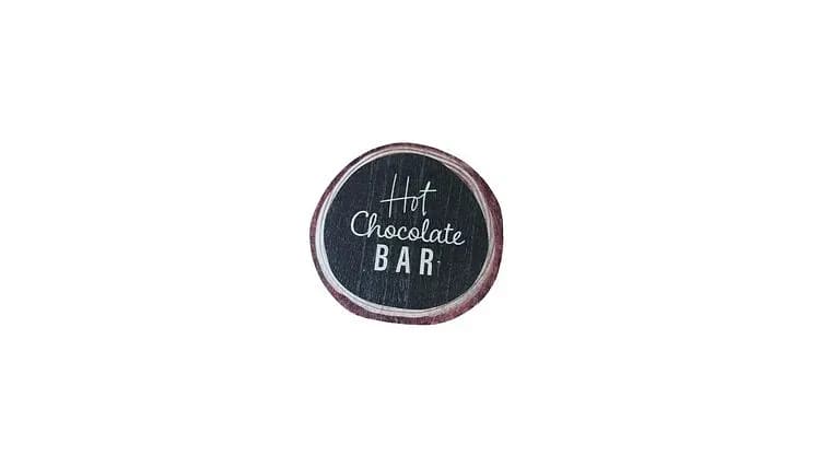 Small Circle Hot Choclate Bar Sign — available to rent from Something Blue
