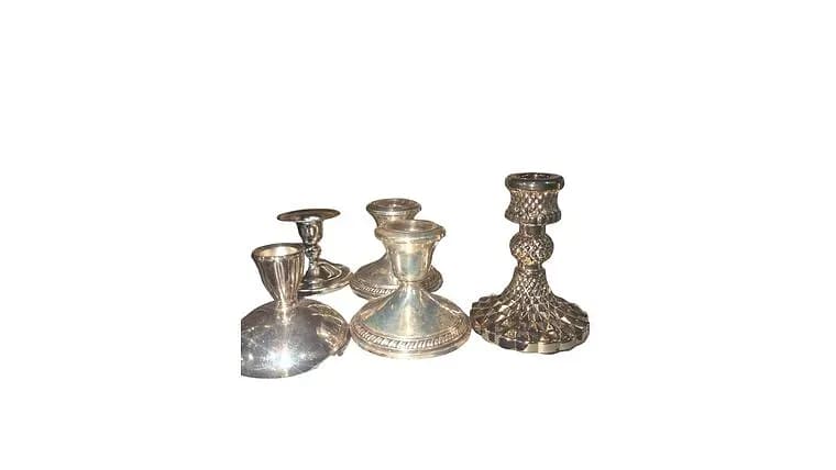 Small Various Golden Candle Sticks — available to rent from Something Blue