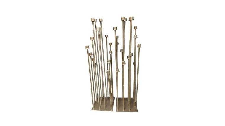 Tall Gold Candle Holder Stand — available to rent from Something Blue