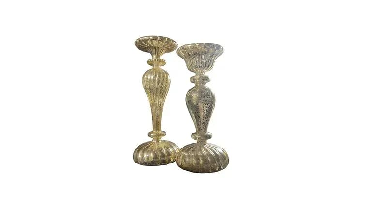 Tall Golden Candleholder > Set of two — available to rent from Something Blue