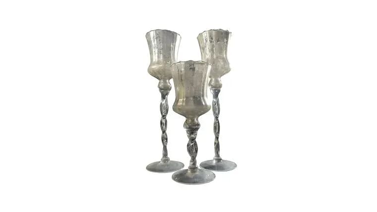 Tall Mercury Glass Candle Stick Holder (SET OF 3) — available to rent from Something Blue