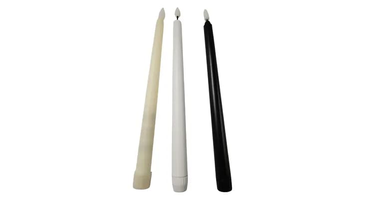 Taper LED Candle Sticks White, Ivory, Black — available to rent from Something Blue