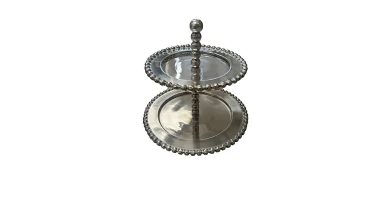 Two Tier Silver Tray — available to rent from Something Blue