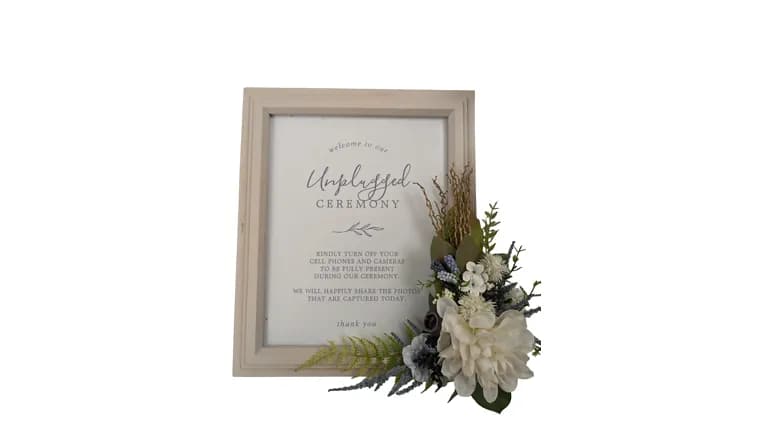 Unplugged Ceremony Sign — available to rent from Something Blue