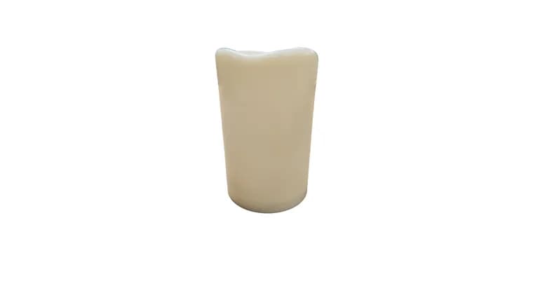 Various Sizes Ivory LED Pillar Candles — available to rent from Something Blue