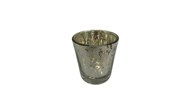 Votive Holder, 2.75", Mercury Glass, Silver/Gold — available to rent from Something Blue