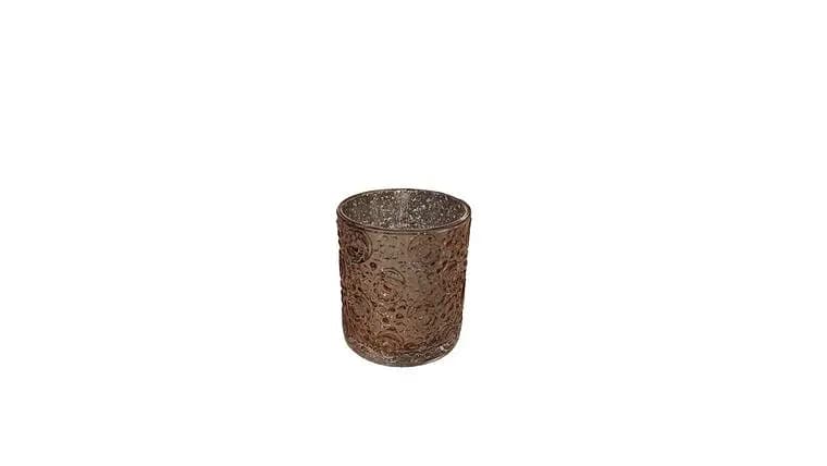 Votive Holder, 3.25", Mercury Glass, rose gold — available to rent from Something Blue