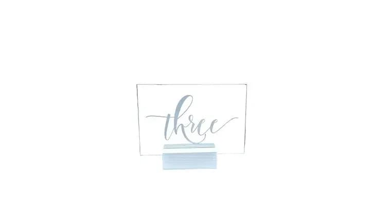 White Acrylic Table Numbers, 1-20 — available to rent from Something Blue