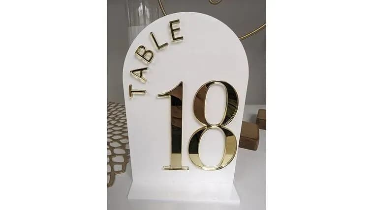 White & Gold Table Numbers 1-21 — available to rent from Something Blue