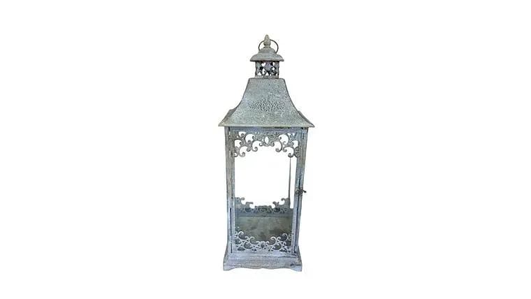 White Rustic Lantern 28" — available to rent from Something Blue