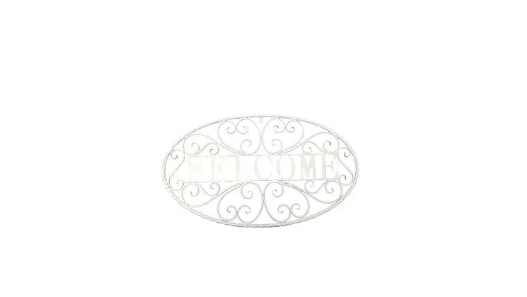 White Welcome Metal Sign — available to rent from Something Blue