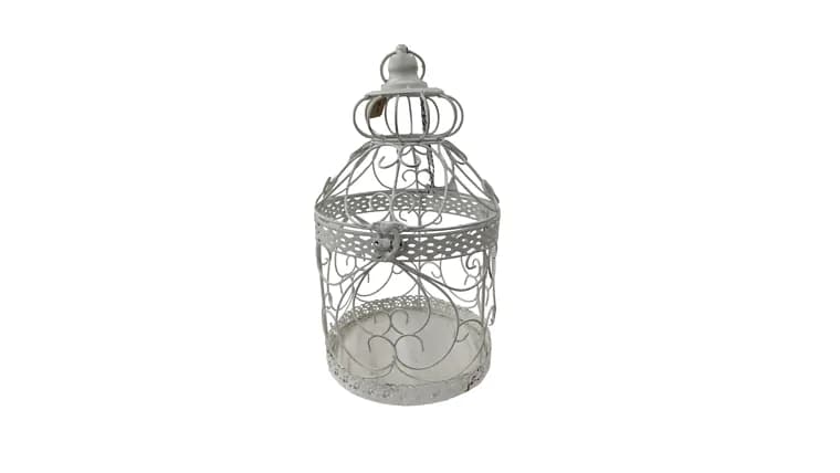 Whitewash Metal Birdcage — available to rent from Something Blue