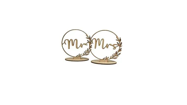 Wooden Mr. & Mrs. Signs — available to rent from Something Blue
